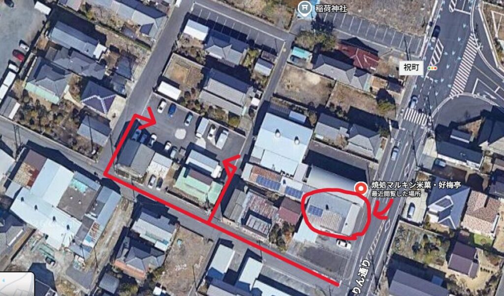 焼処マルキン米菓・好梅亭駐車場地図